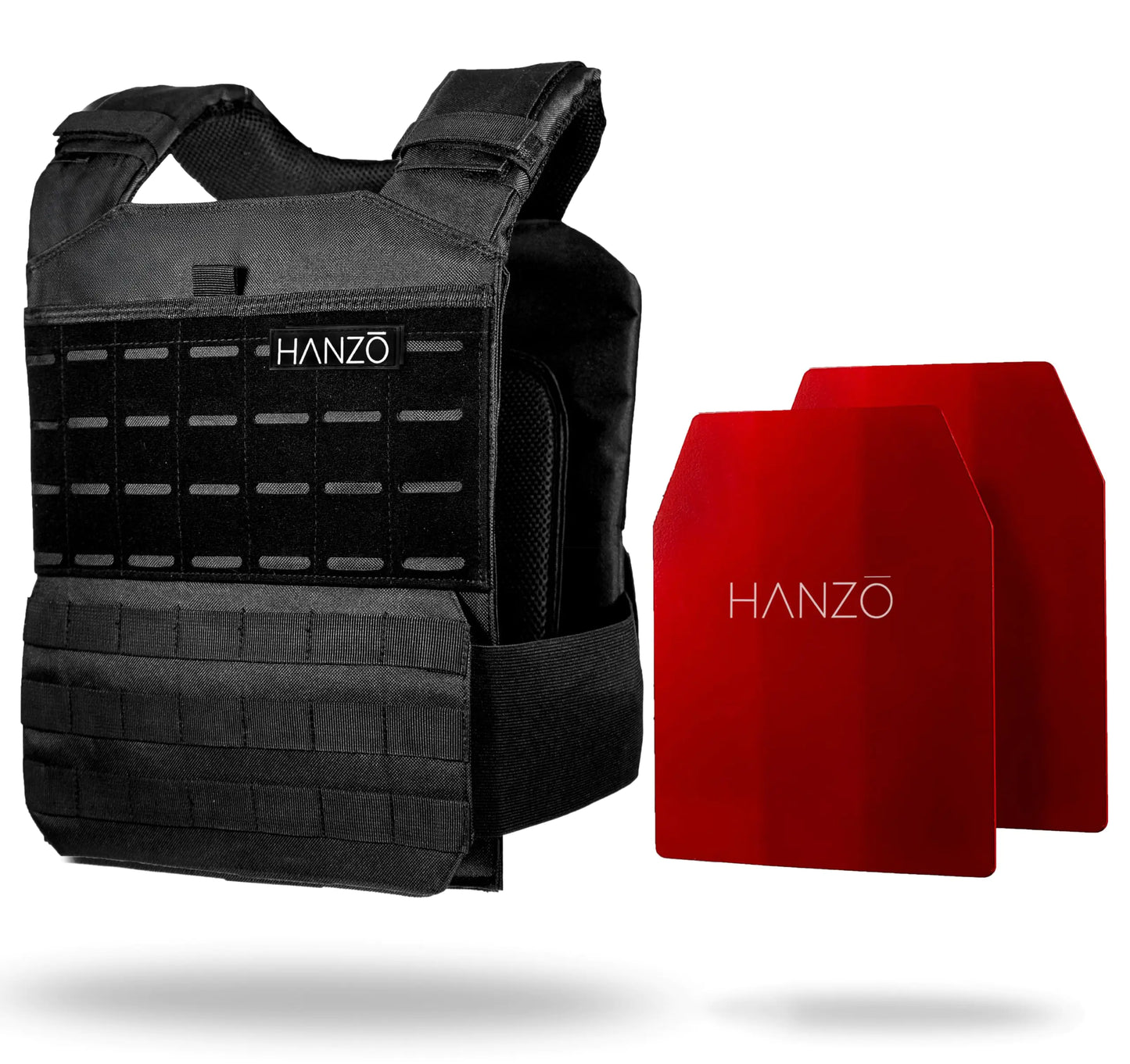 HANZO Premium Weighted Vest Workout Weight Vest with Weights included. Weight Vest for Men 14lb/20/30lbs Workout Plate Vest Strength Training Gym Running (30 lbs)